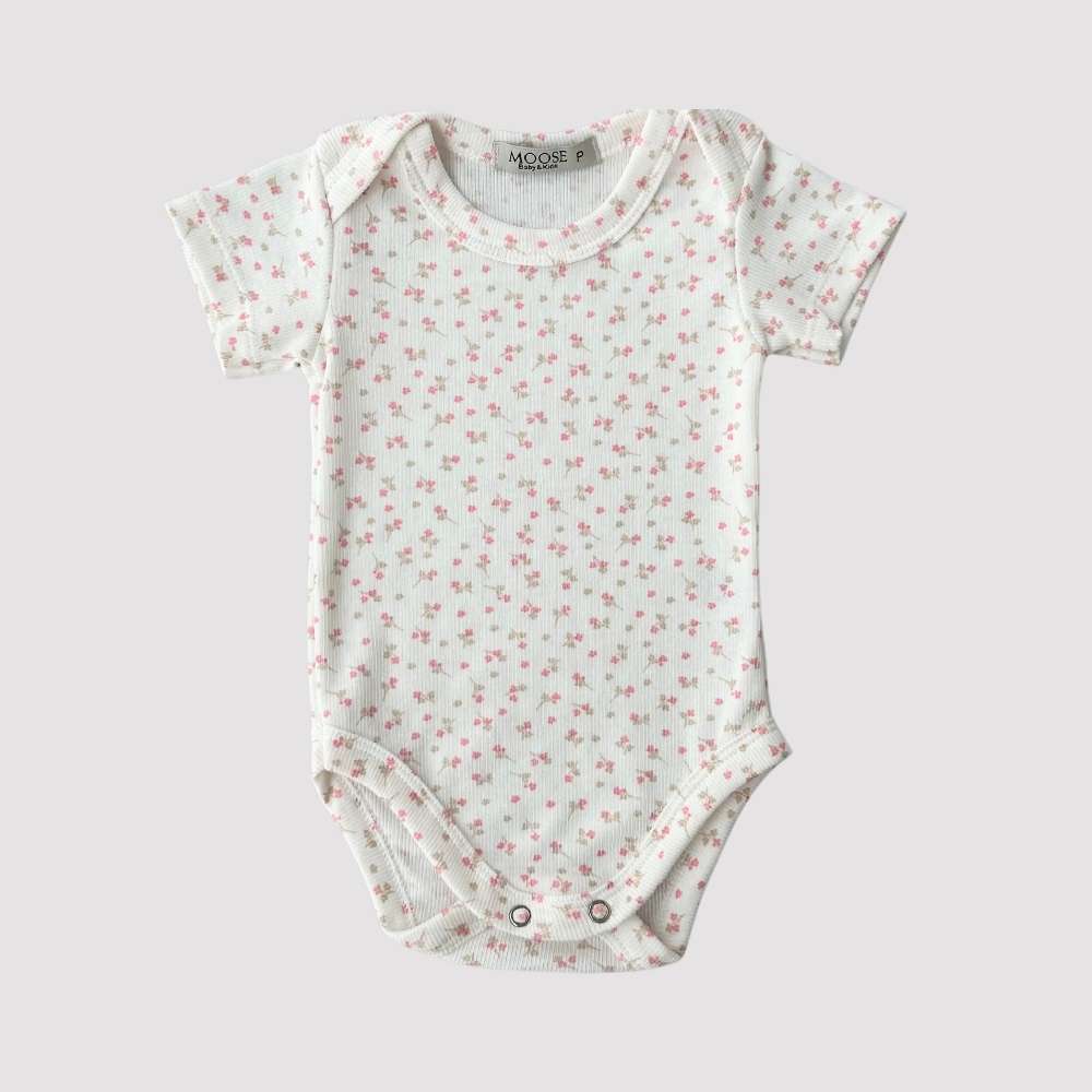 Body Bebê Floral Rosa