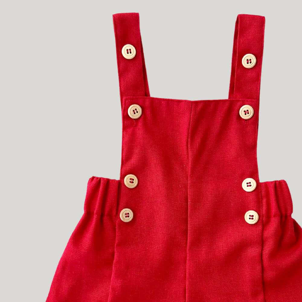 Jardineira Infantil Bebê Unissex Linho Red