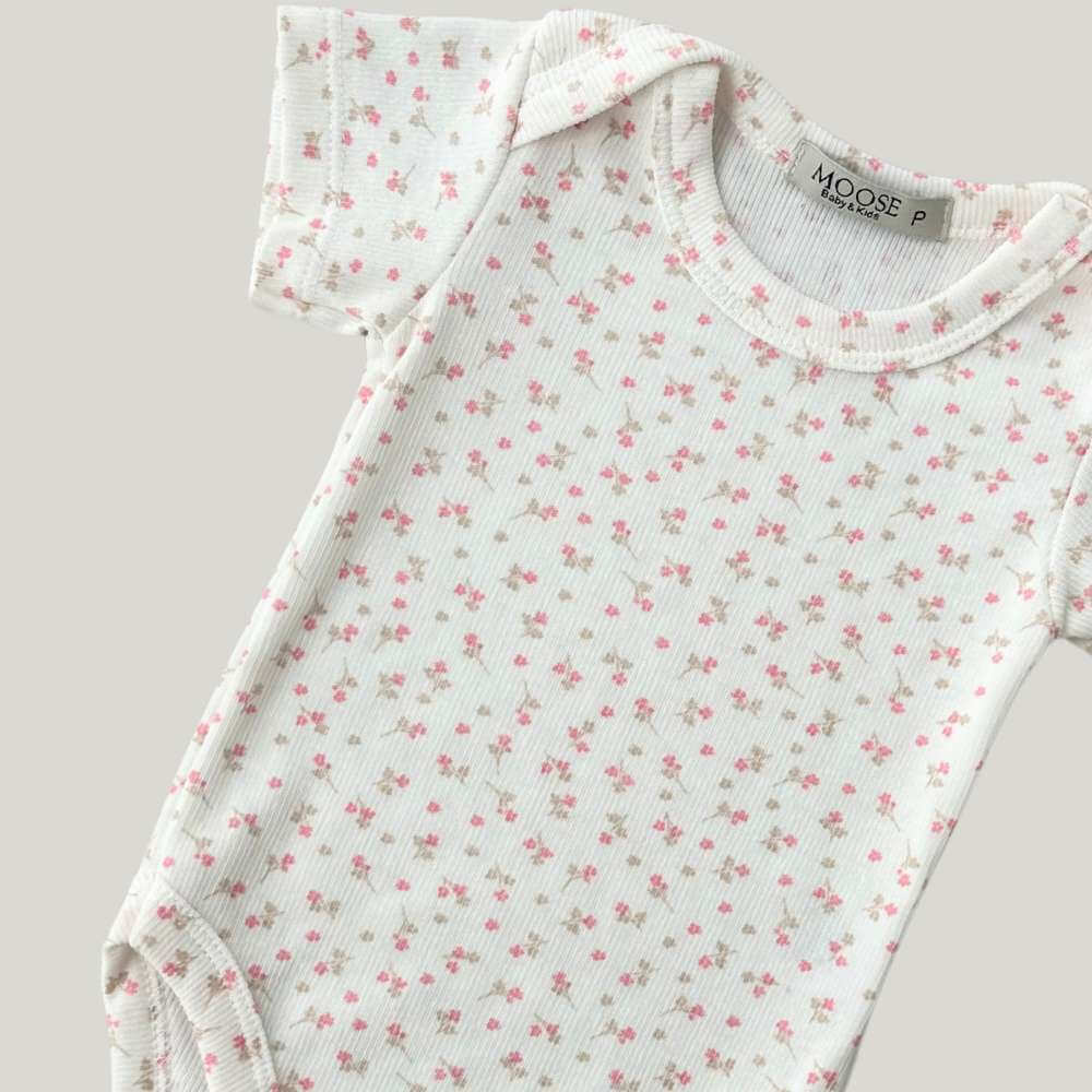 Body Bebê Floral Rosa