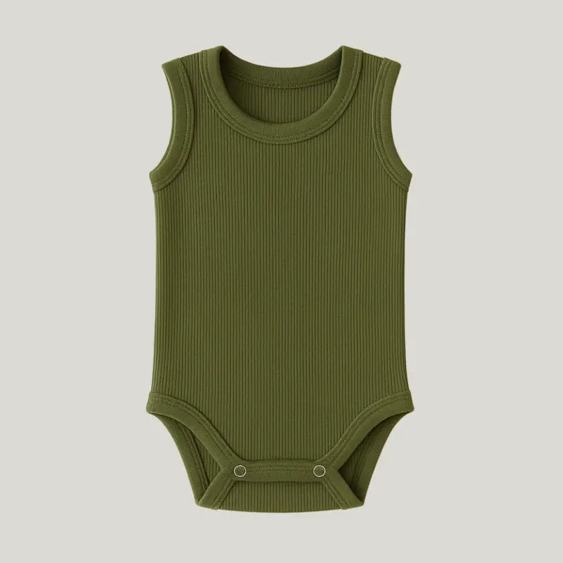 Body Bebê Canelado Regata Verde Musgo