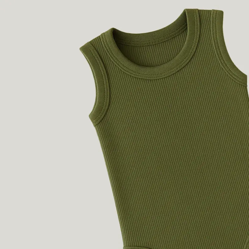 Body Bebê Canelado Regata Verde Musgo