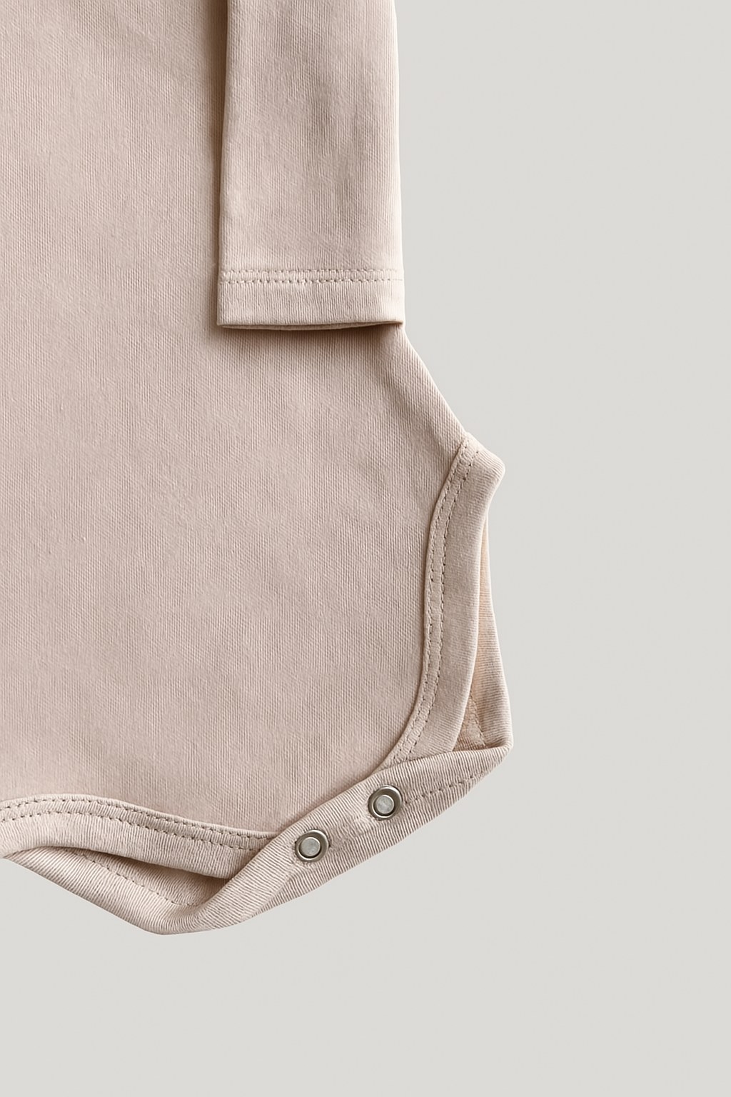 Long Beige Cotton Baby Bodysuit