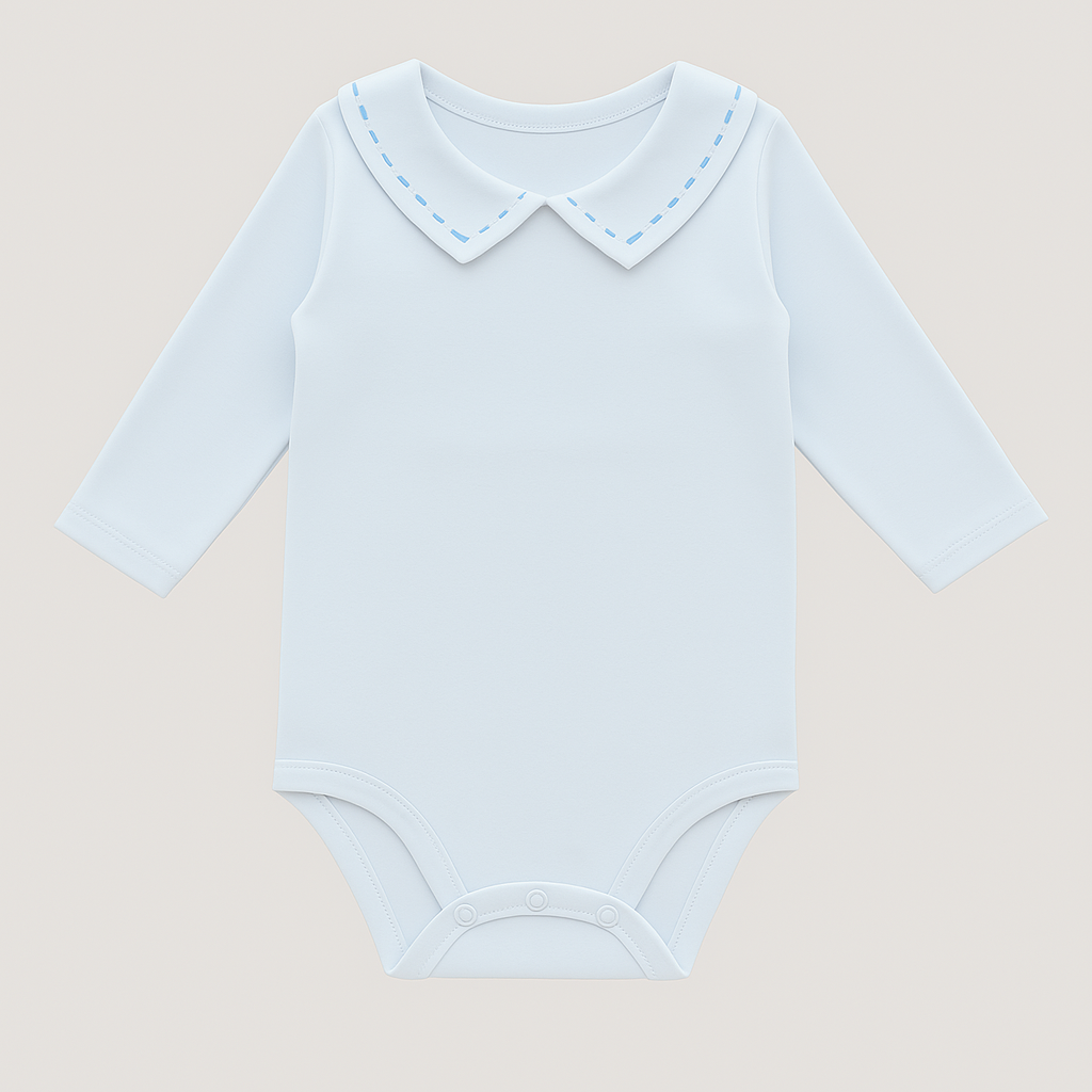Body Bebê Gola Bordado Azul Bebe