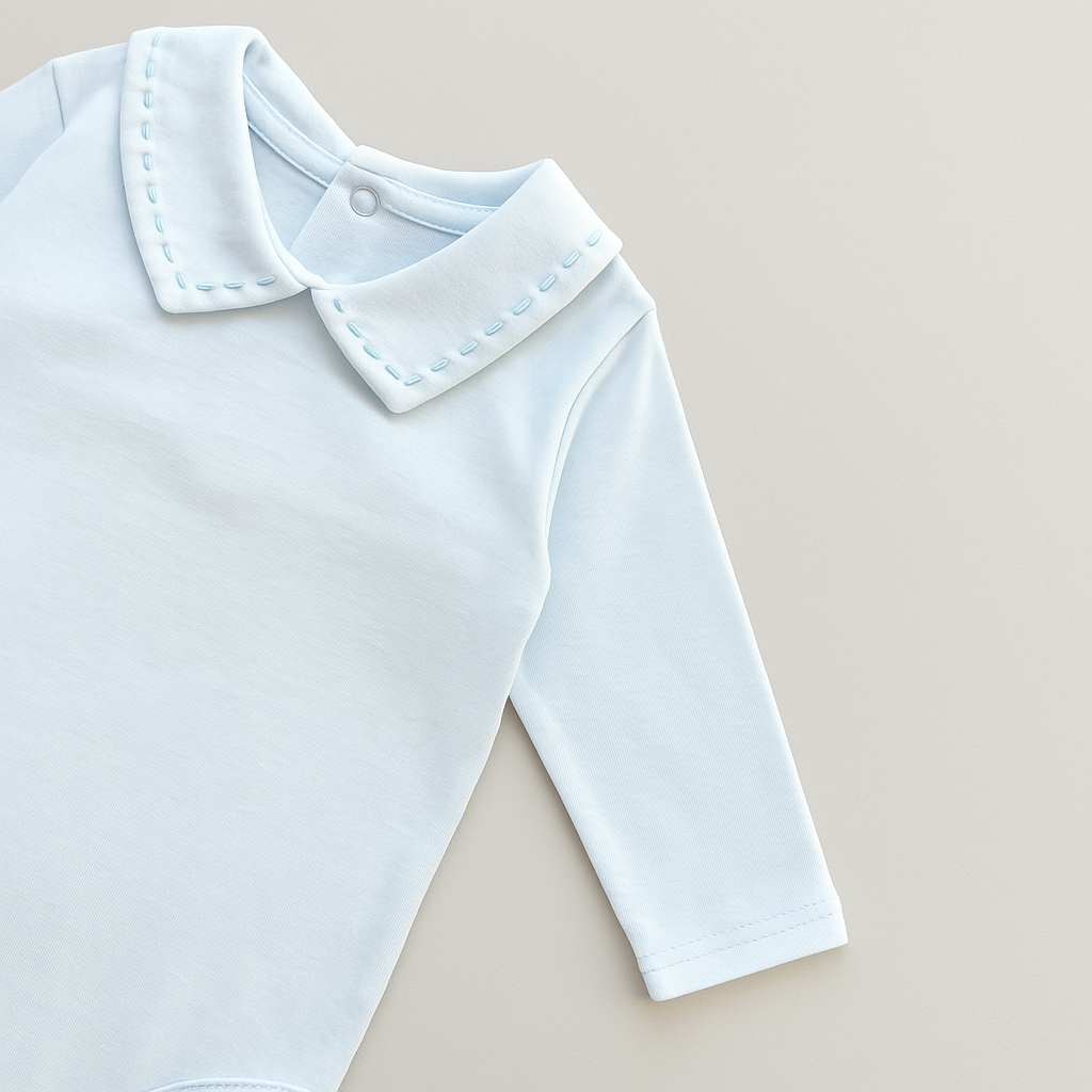 Body Bebê Gola Bordado Azul Bebe