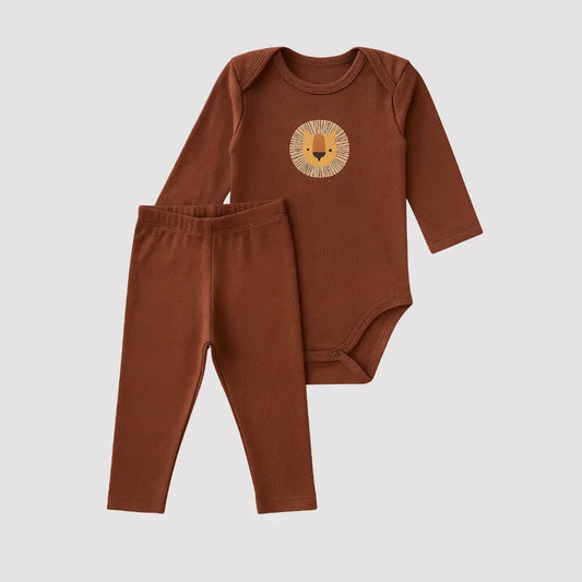 Conjunto Bebê Algodão Orgânic Lion Mocha
