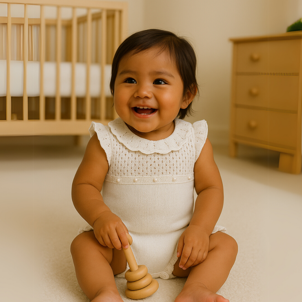 Macacão Bebê Menina Tricot Off White