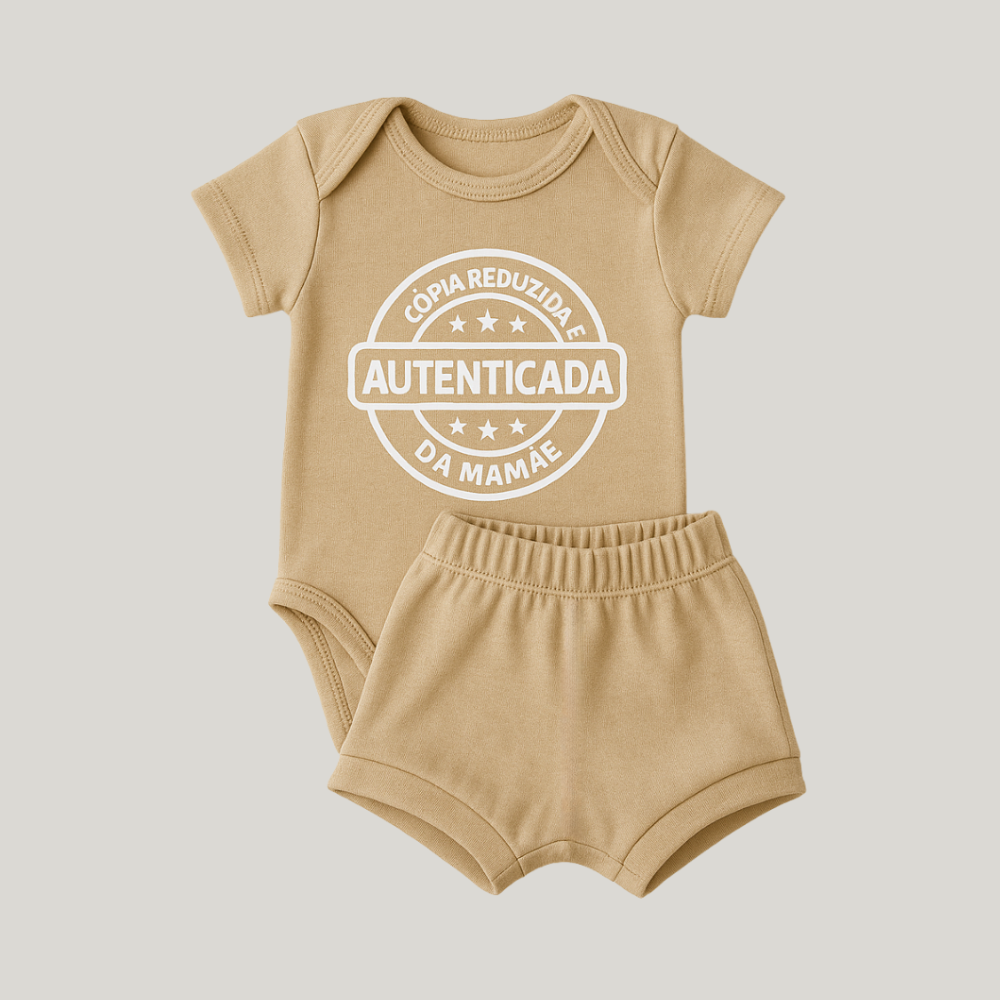 Conjunto Bebê Copia Autenticada Mamãe Bege