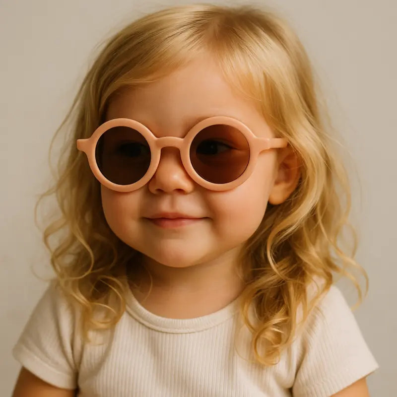 Óculos de Sol para Bebe Retrô Redondo Rose com Proteção Uv