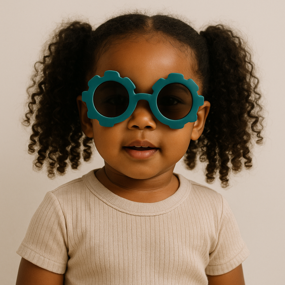 Óculos de Sol para Bebe Retrô Flowers Green com Proteção Uv