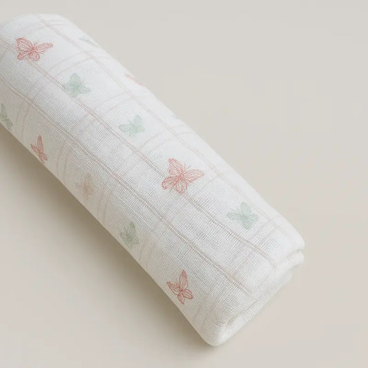 Cueiro Swaddle Algodao Borboletas
