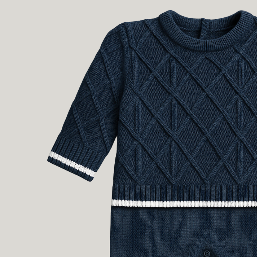 Kit Saída Maternidade Menino Tricot 3 Peças Cloud Marinho