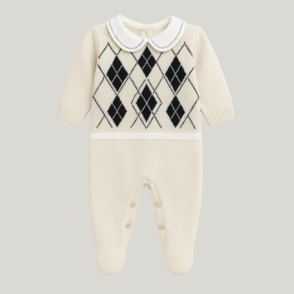 Kit Saída Maternidade Menino Tricot 2 Peças Vintage Bege