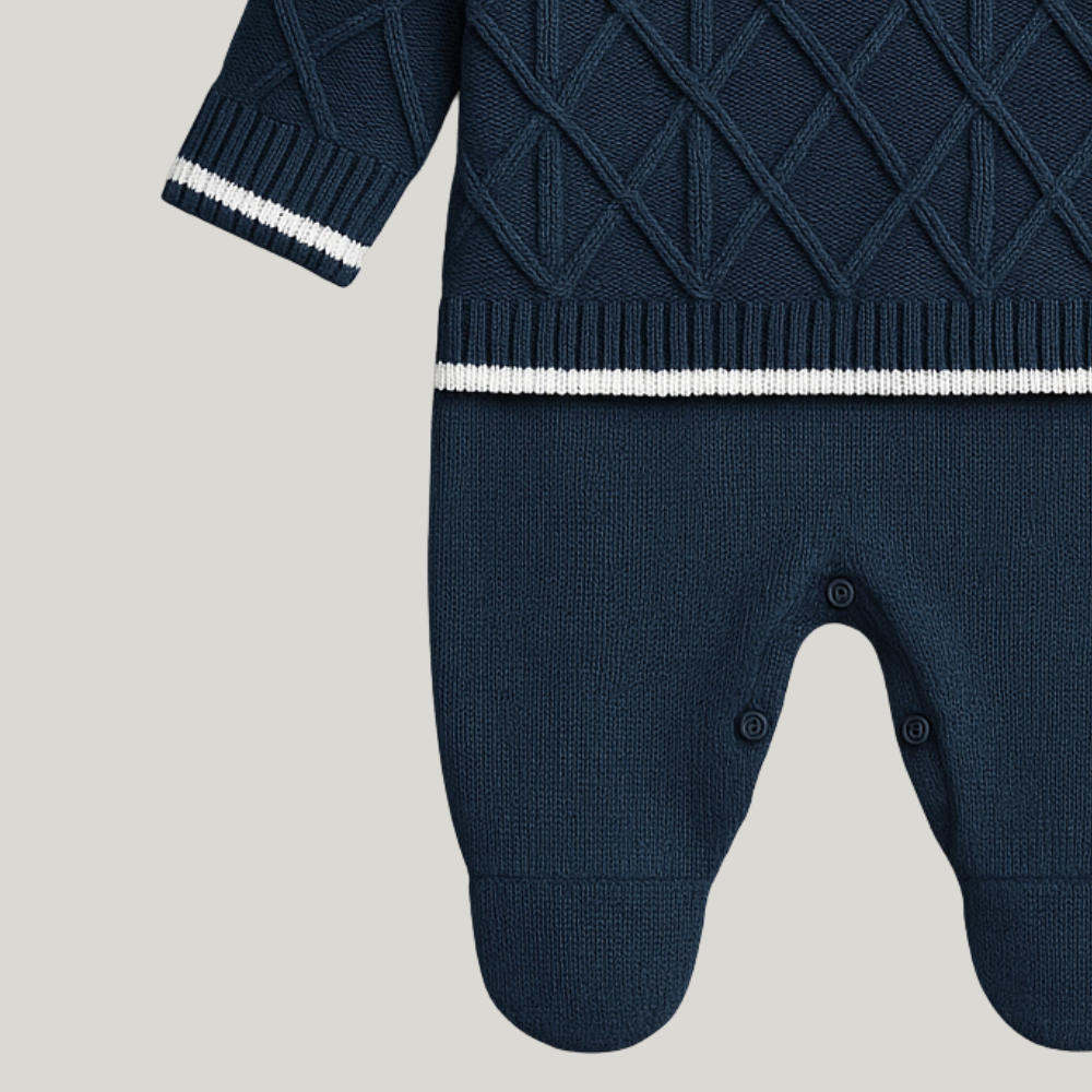 Kit Saída Maternidade Menino Tricot 3 Peças Cloud Marinho