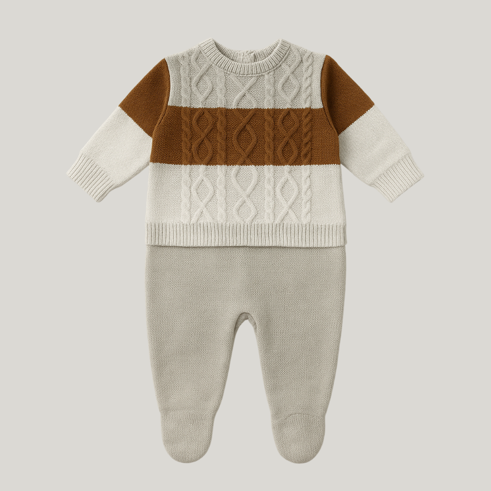 Macacão Bebê Recém Nascido Tricot Prince Bege