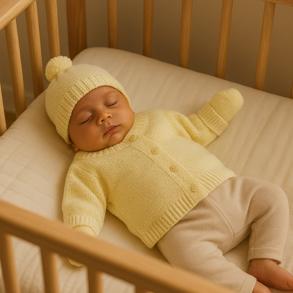 Kit 3 peças bebê Casaco Tricot Gorro E Luva Amarelo