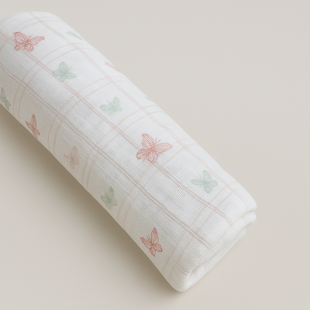 Cueiro Swaddle Algodão Borboletas