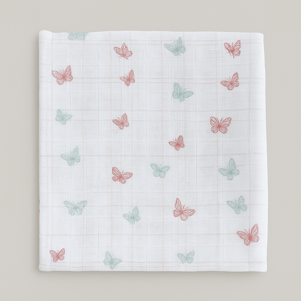 Cueiro Swaddle Algodão Borboletas