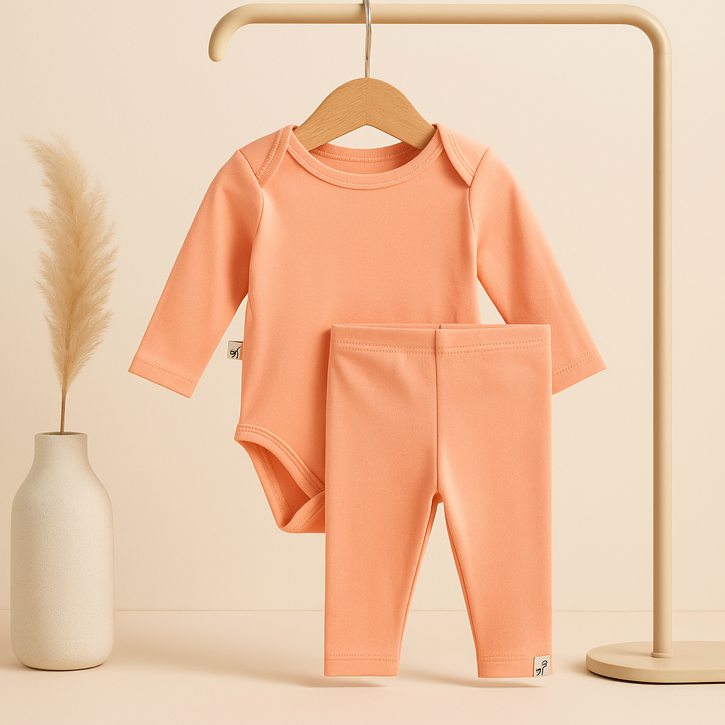 Conjunto Bebê Algodão Orgânic Salmão