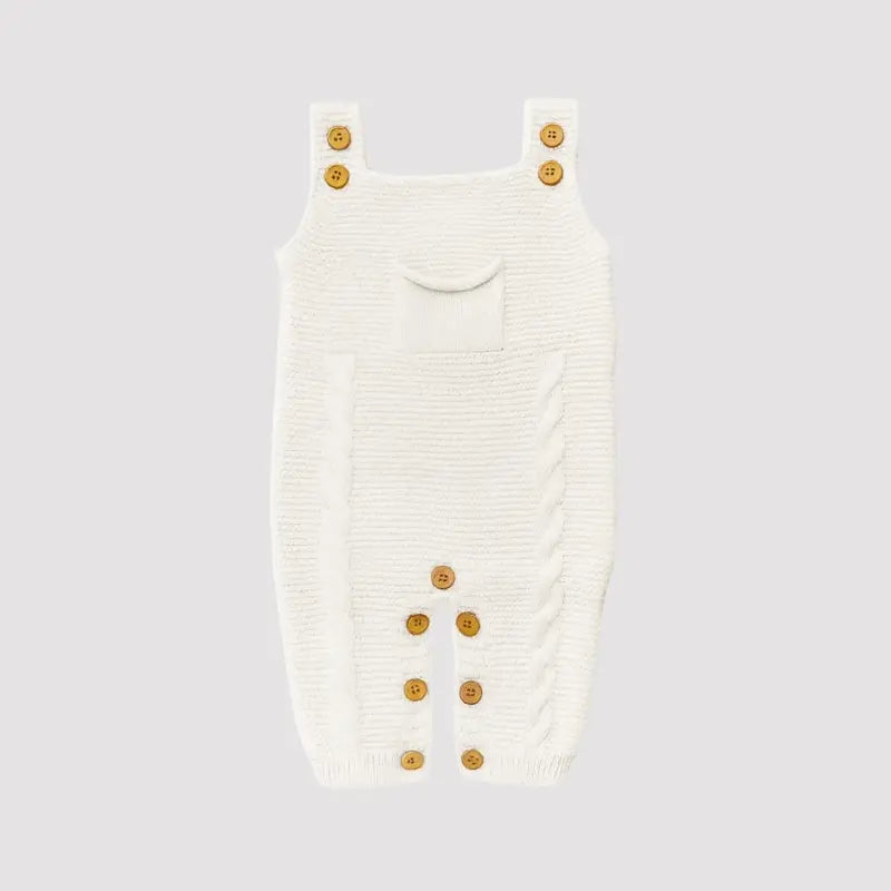 Jardineira Bebê Tricot Sweet Off White