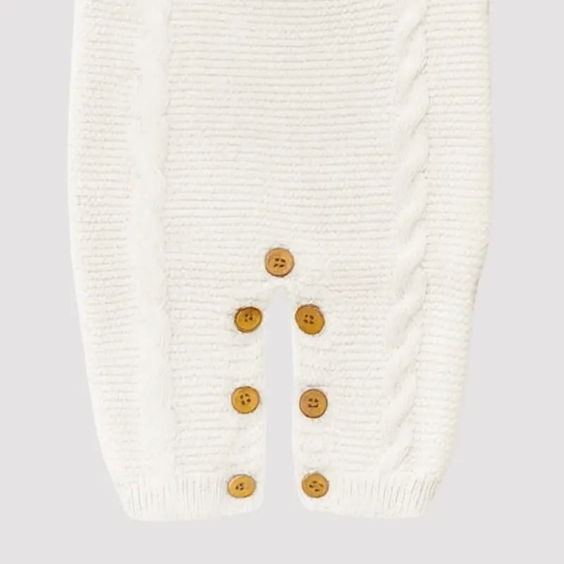 Jardineira Bebê Tricot Sweet Off White