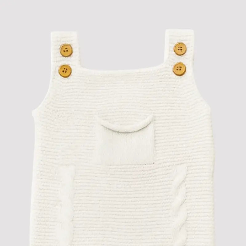 Jardineira Bebê Tricot Sweet Off White