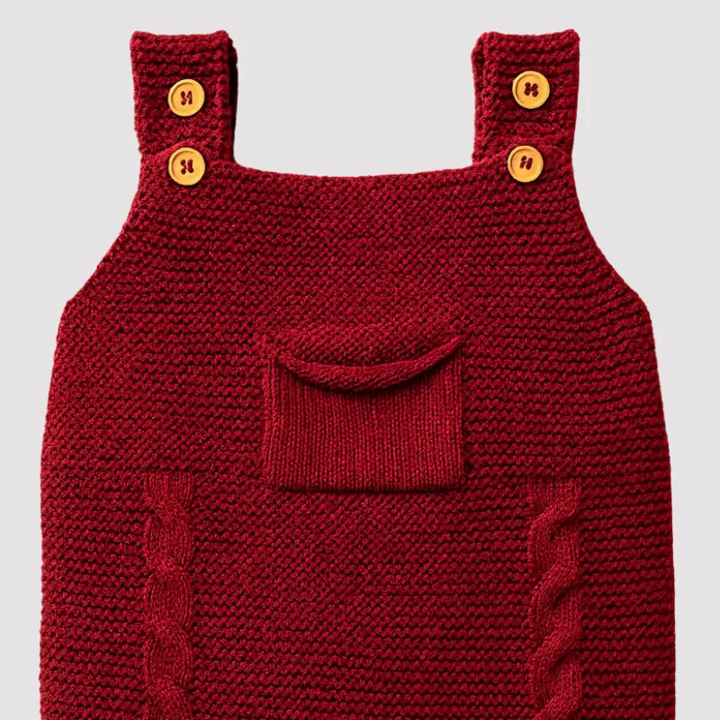 Jardineira Bebe Tricot Sweet Red