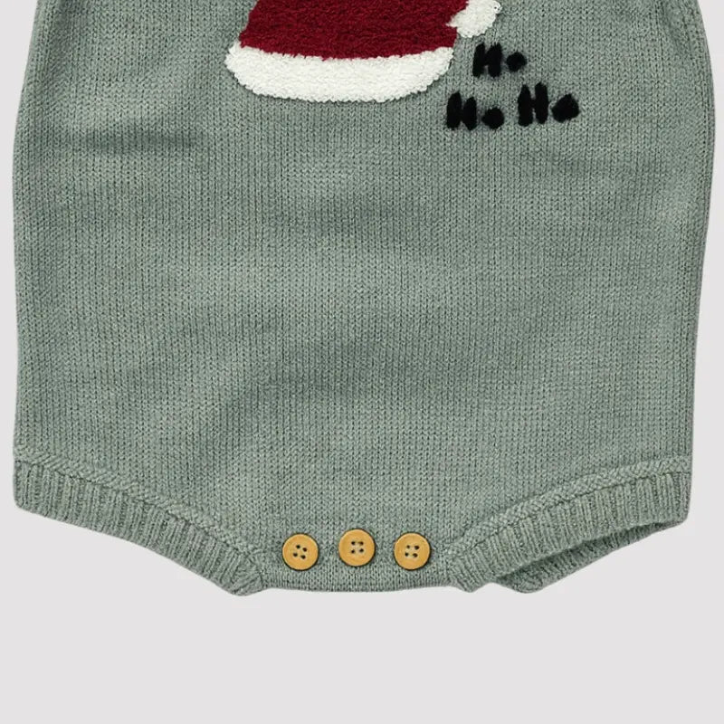 Jardineira Tricot Bebe Noel Musgo