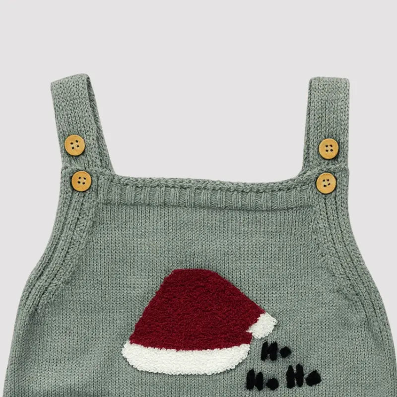 Jardineira Tricot Bebe Noel Musgo