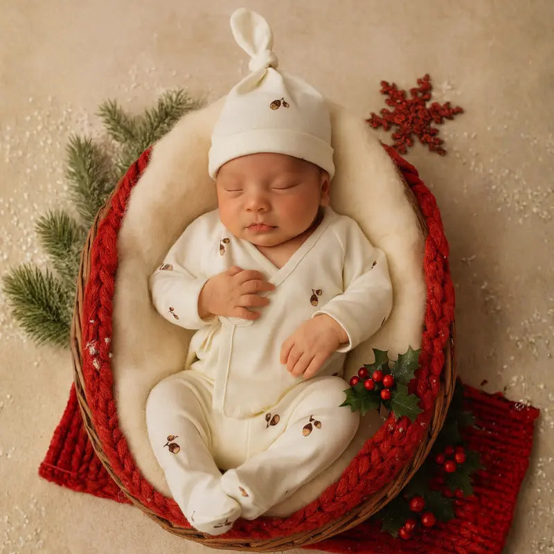 Kit Recem Nascido 3 pecas Organic Nozes de Natal