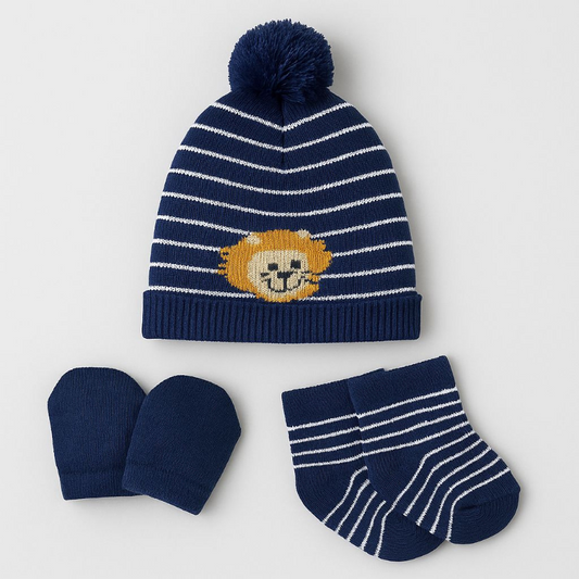 Kit Touca Luva E Meia Lion Marinho