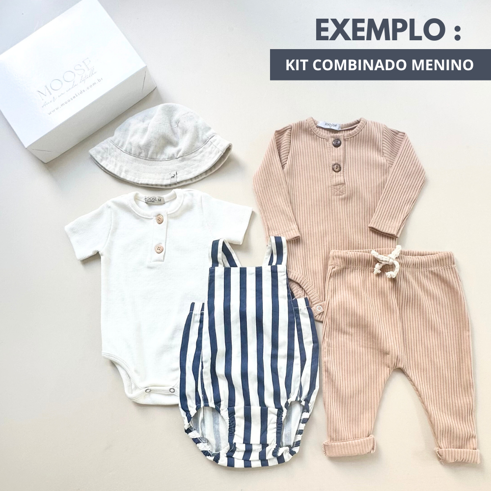 Kit bebê Combinado Exclusivo Menino 4 peças + 1 Brinde