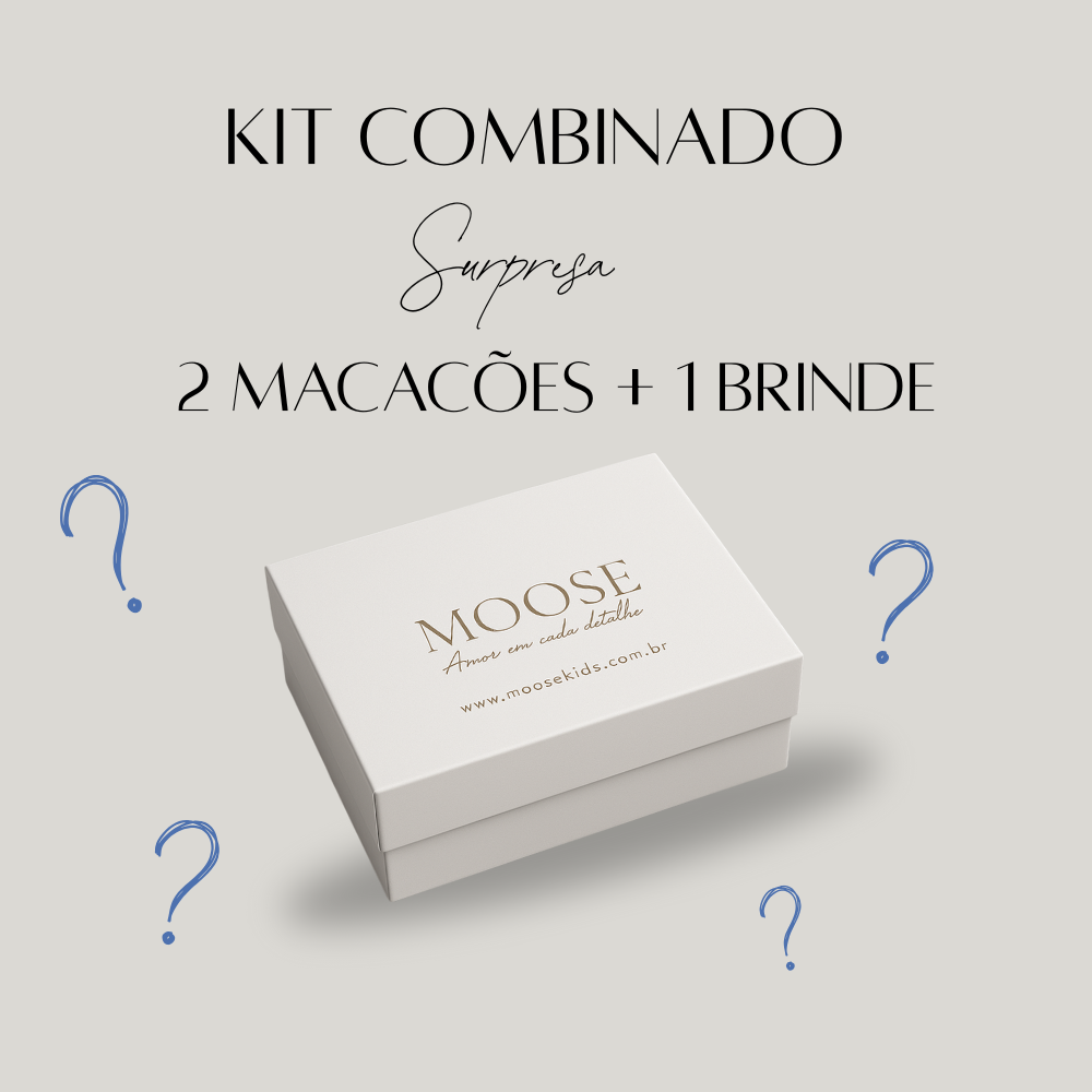 Kit Recém Nascido Menino Surpresa 2 Peças Macacões +1 Brinde