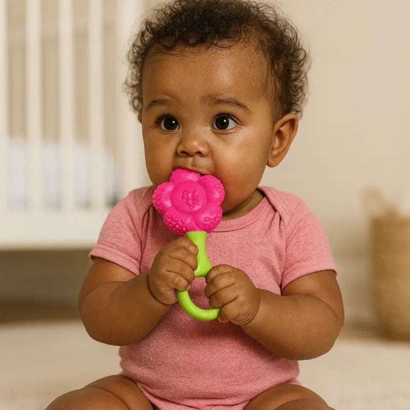 Mordedor Chocalho Flor Alivio Denticao