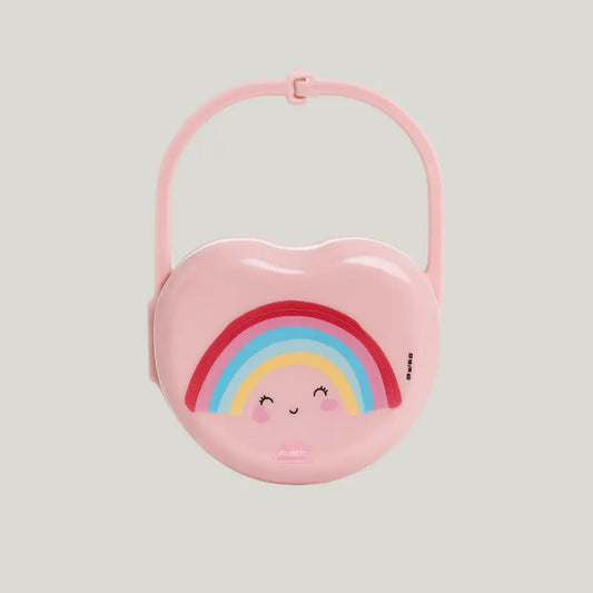 Porta Chupeta Arco Iris Boho c/ Alças Rose