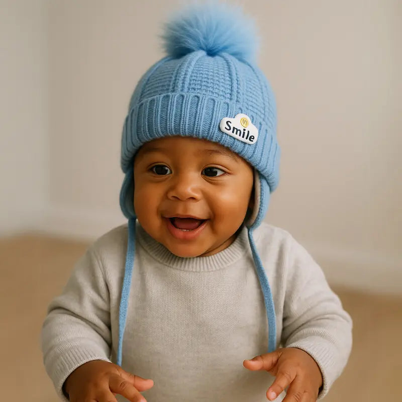 Touca bebe Tricot Smile Blue