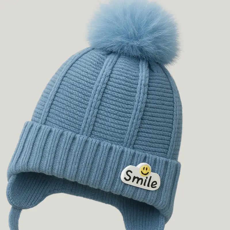 Touca bebe Tricot Smile Blue