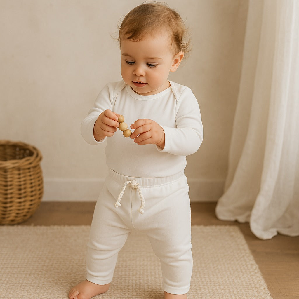 Conjunto Bebê Algodão Organic Longo Off White