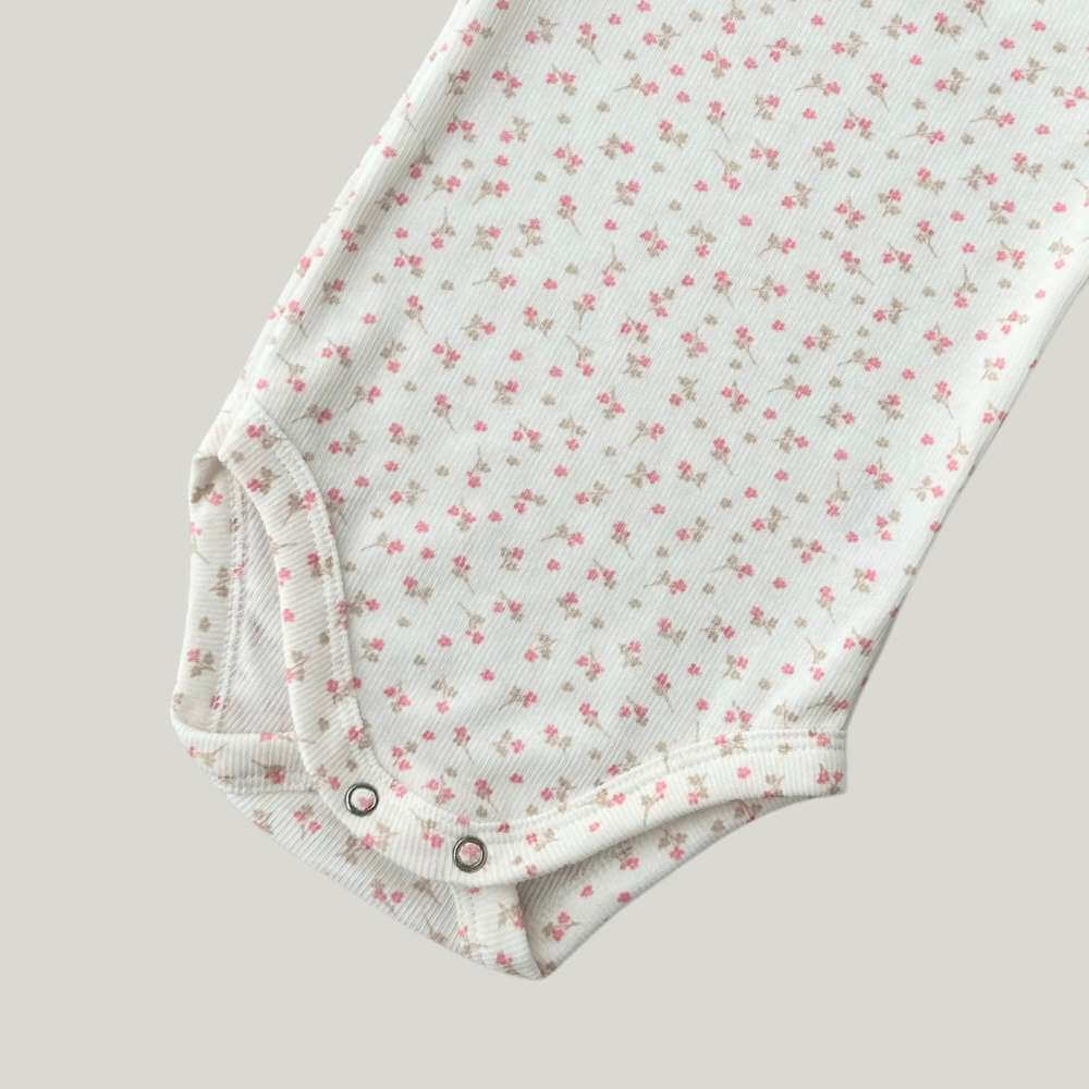 Body Bebê Floral Rosa