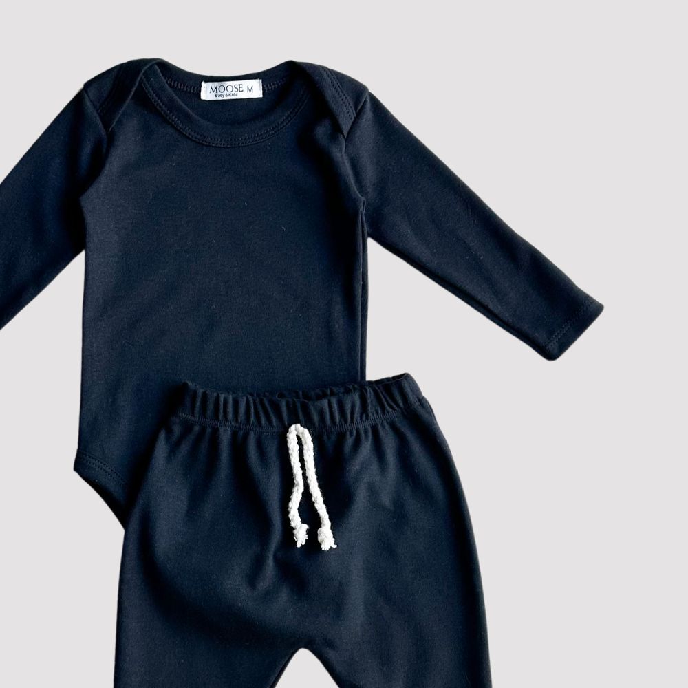 Conjunto Bebê Algodão Organic Longo Black