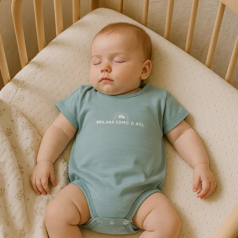 body azul com estampa "Brilhar Como Sol" para bebê