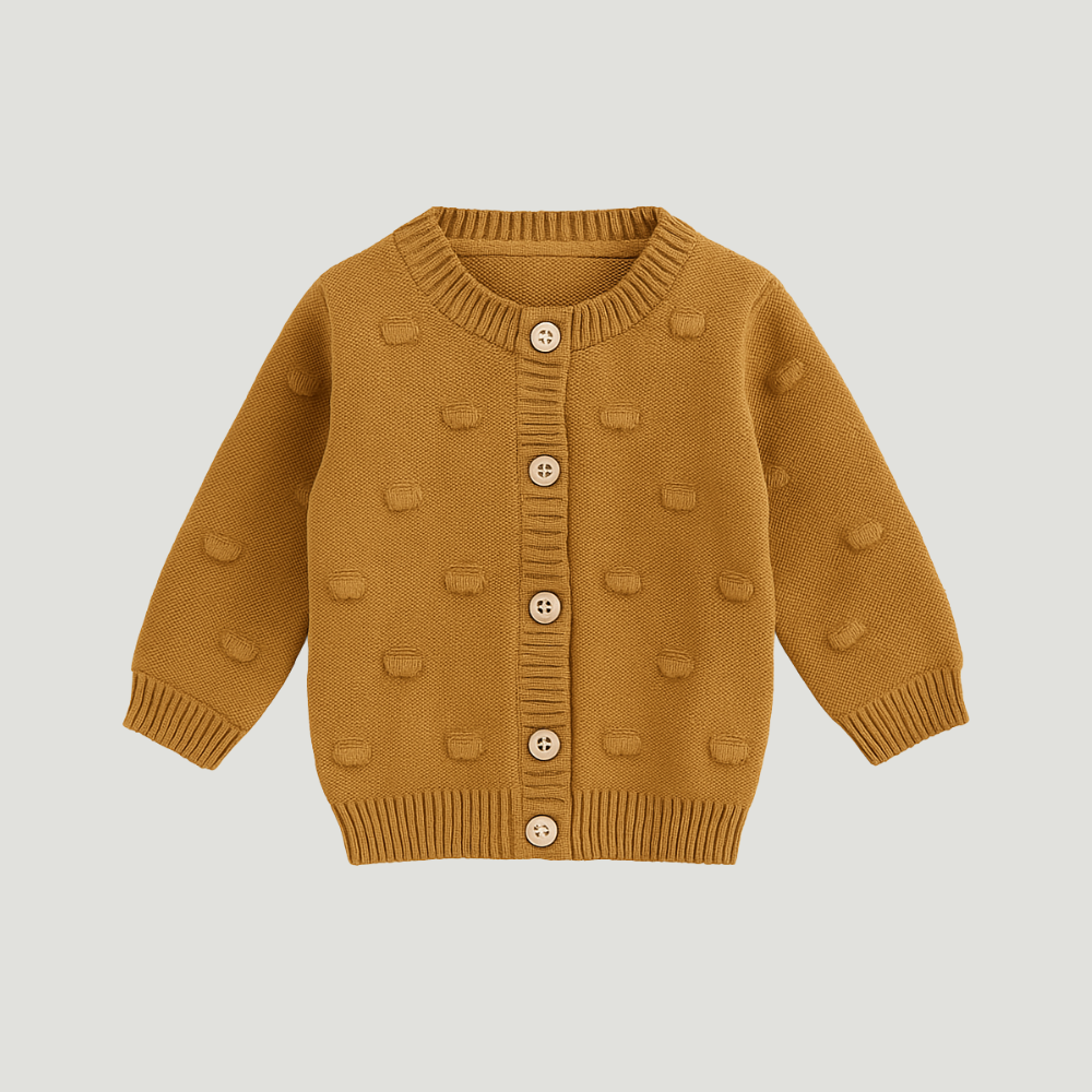 Cardigan Bebê Tricot Mostarda