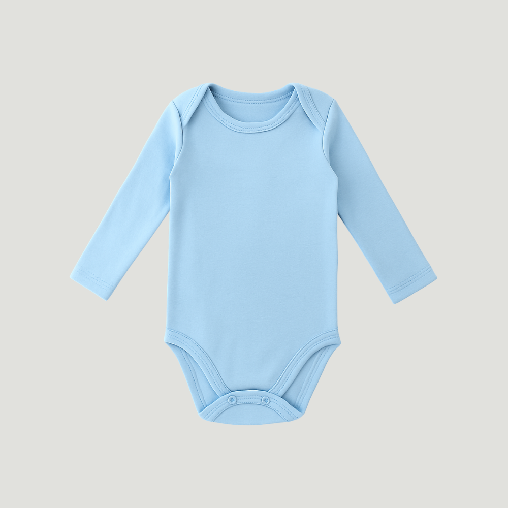 Body Bebê Algodão Azul Longo