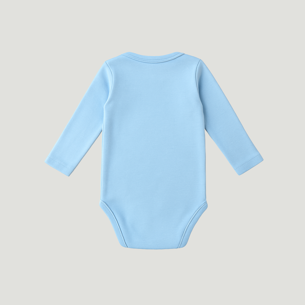 Body Bebê Algodão Azul Longo
