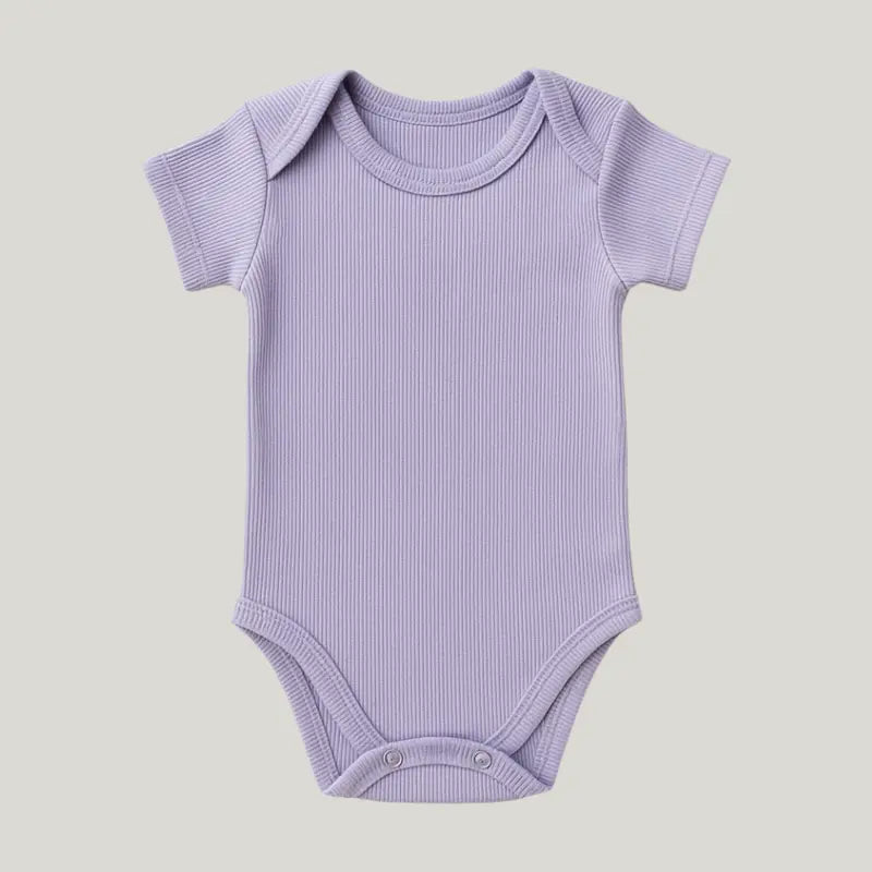 body bebê canelado lilás curto para verão
