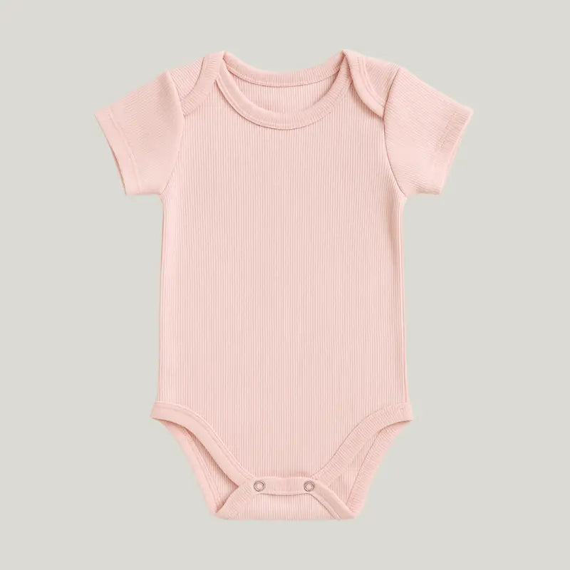 body canelado rosa bebê curto de algodão