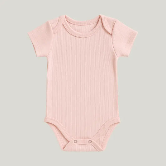 body canelado rosa bebê curto de algodão