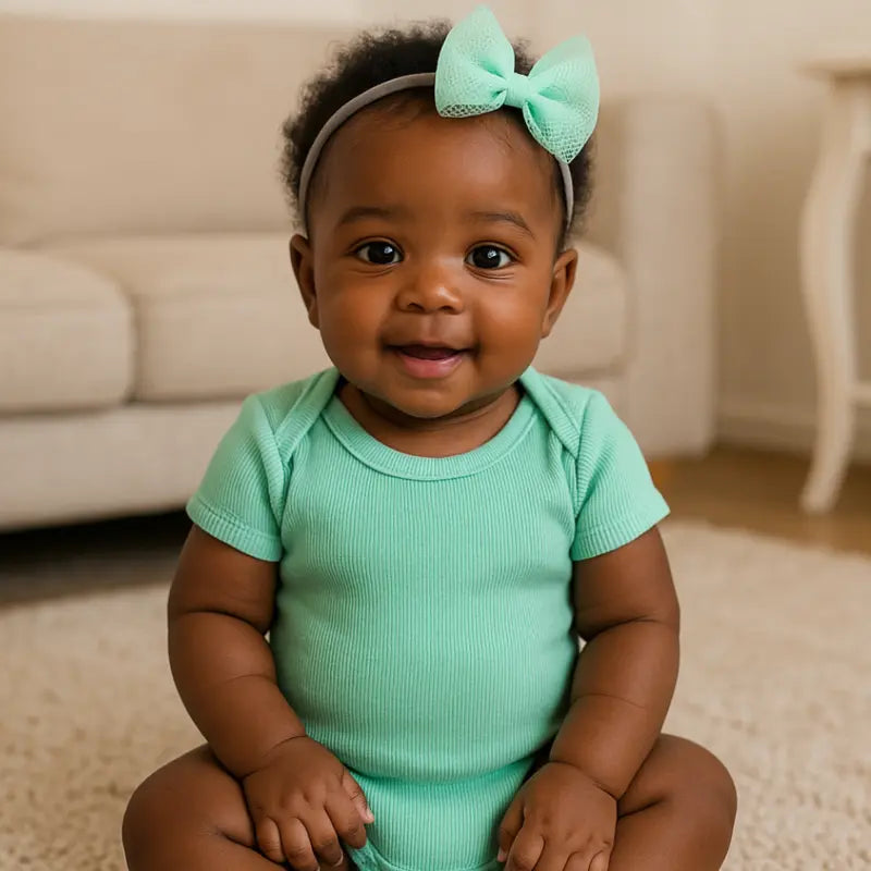 body canelado verde menta para bebê menina ou menino