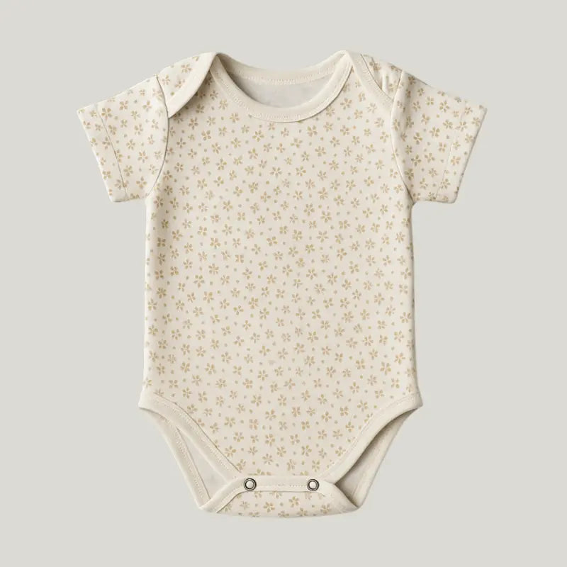 body floral bege para bebê menina com estampa delicada