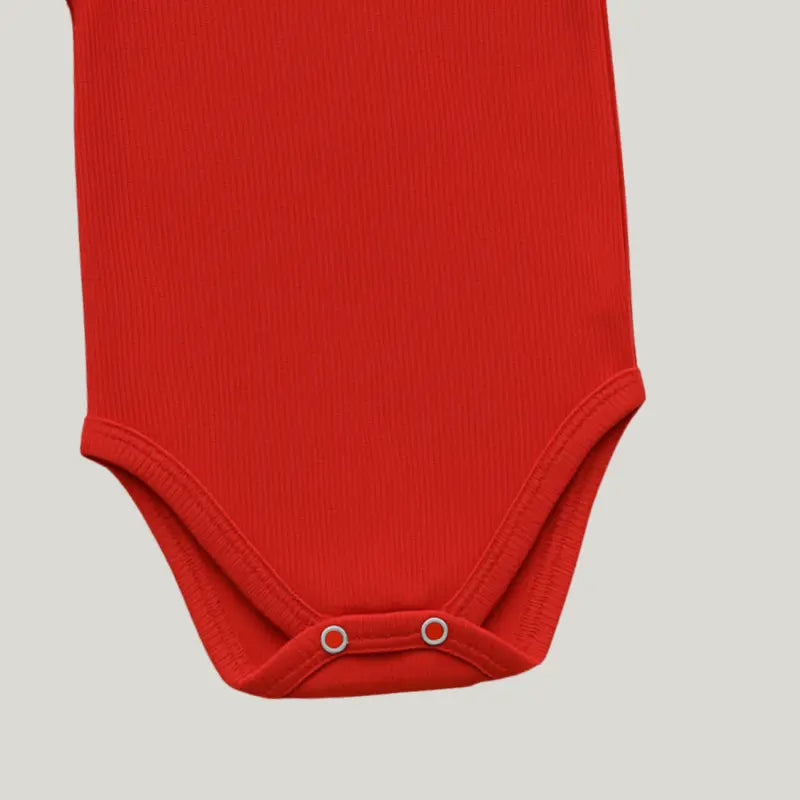 body infantil vermelho manga curta canelado