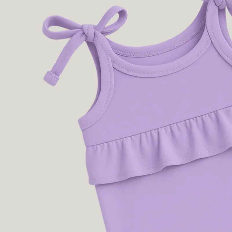 body lilás delicado com babado para bebê menina